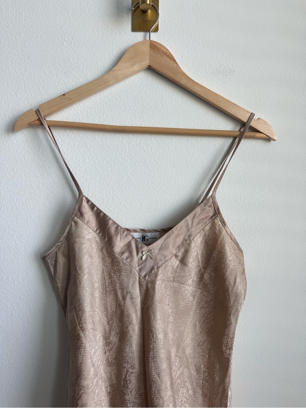 Vintage BG Lingerie Champagne Satin Snake Print Slip Dress Nightgown OS - Picture 5 of 9
